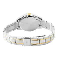 Outlet SEIKO Montre Classique Blanc cadran argenté fond blanc bracelet acier gris