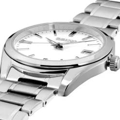 Clearance SEIKO Montre Classique Blanc cadran argenté fond blanc bracelet acier argenté