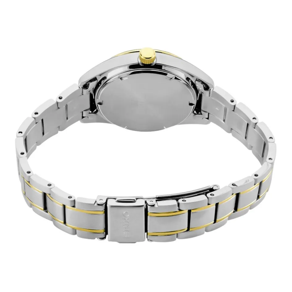 Clearance SEIKO Montre Classique Nacre cadran bicolore fond nacre bracelet acier bicolore