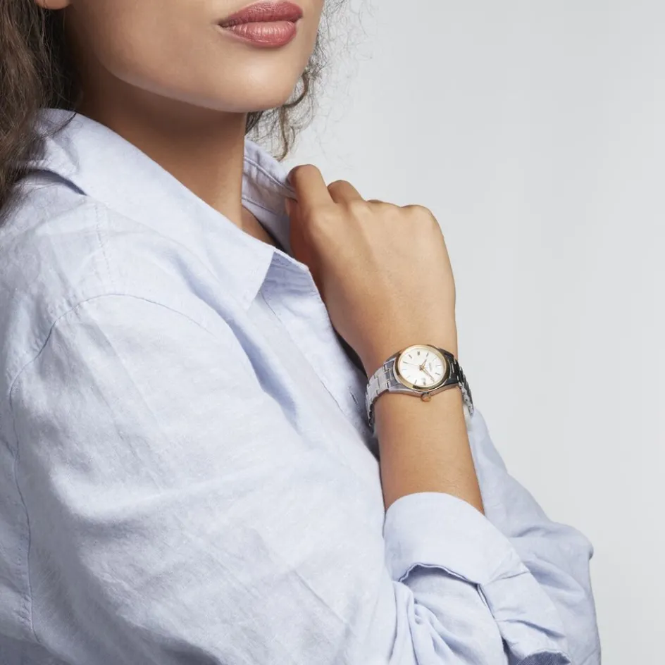 Clearance SEIKO Montre Classique Nacre cadran bicolore fond nacre bracelet acier bicolore