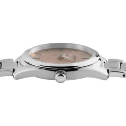 New SEIKO Montre Classique Rose cadran argenté fond rose bracelet acier argenté
