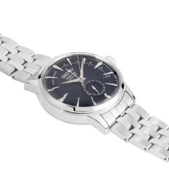 Hot SEIKO Montre Presage Cocktail Bleu Foncé cadran argenté fond bleu bracelet acier gris