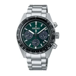 SEIKO Montre Prospex Vert cadran argenté fond vert bracelet acier argenté