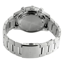 Sale SEIKO Montre Sport Noir cadran argenté fond noir bracelet acier argenté