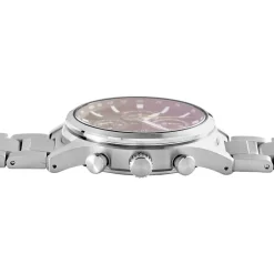 SEIKO Montre Sport Noir cadran argenté fond noir bracelet acier argenté