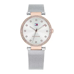 Discount TOMMY HILFIGER Montre Lynn Argenté cadran doré rose fond argenté bracelet acier argenté