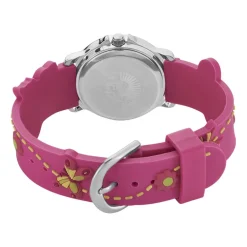 Discount UPP Montre Fuzzy Rose cadran argenté fond rose bracelet silicone rose