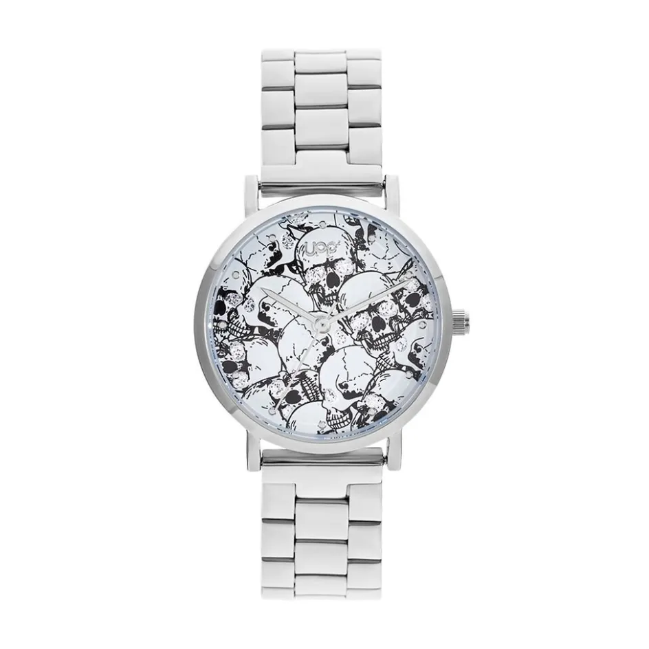 Discount UPP Montre Solena Blanc cadran argenté fond blanc bracelet acier argenté