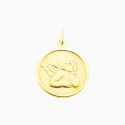 Best Histoire d'Or Pendentif Ange Rond Mat Or Jaune