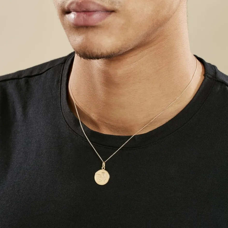 Best Histoire d'Or Pendentif Ange Rond Mat Or Jaune