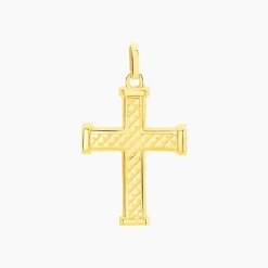 Discount Histoire d'Or Pendentif Benny Croix Ciselee Or Jaune