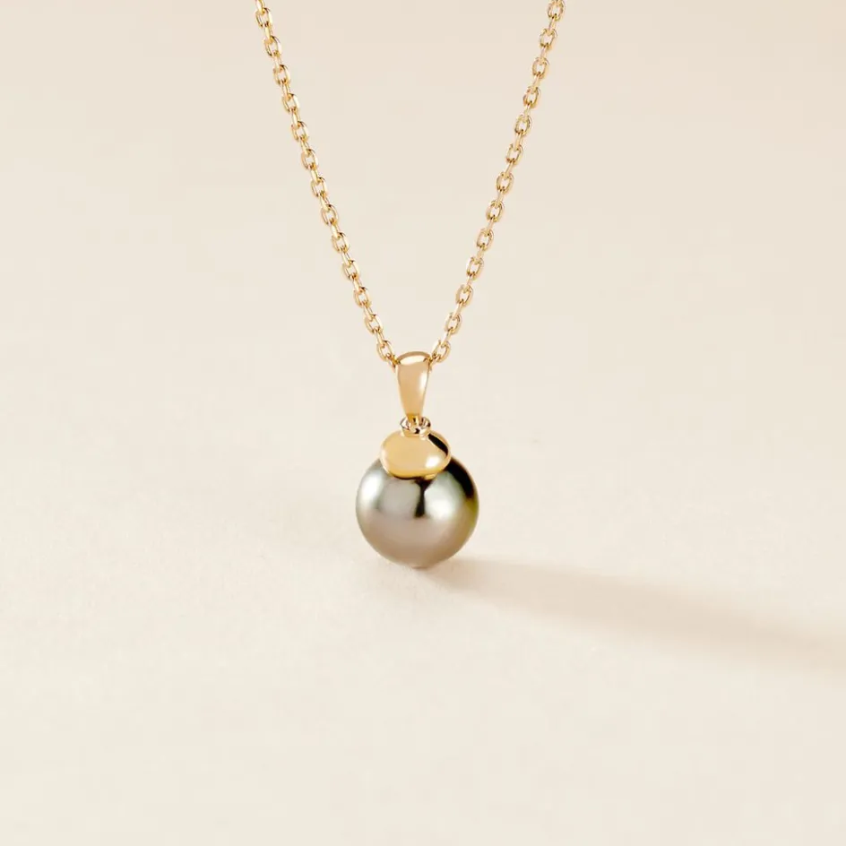 Best Histoire d'Or Pendentif Cerclee Or Jaune Perle De Culture De Tahiti