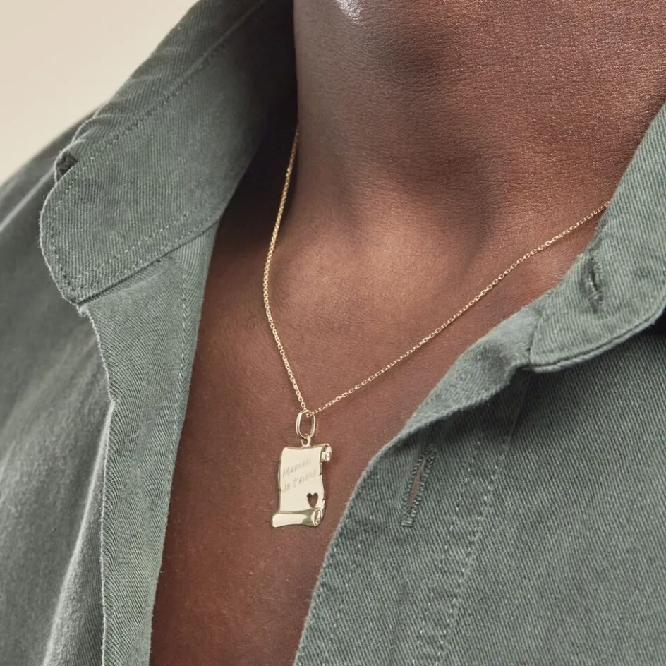 Best Histoire d'Or Pendentif Irenca Message Parchemin Or Jaune