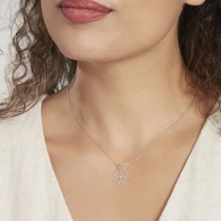 Outlet Histoire d'Or Pendentif Koulmia Trefle Diamante Or Blanc