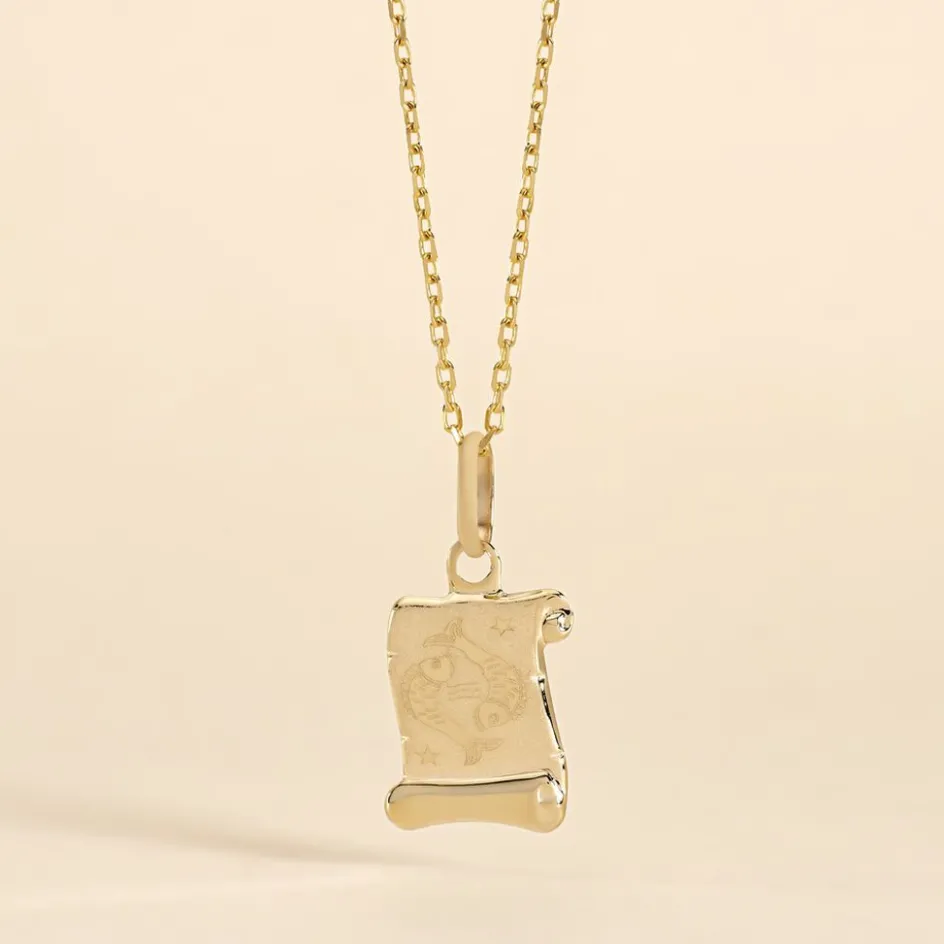 Outlet Histoire d'Or Pendentif Lamie Zodiaque Parchemin Or Jaune