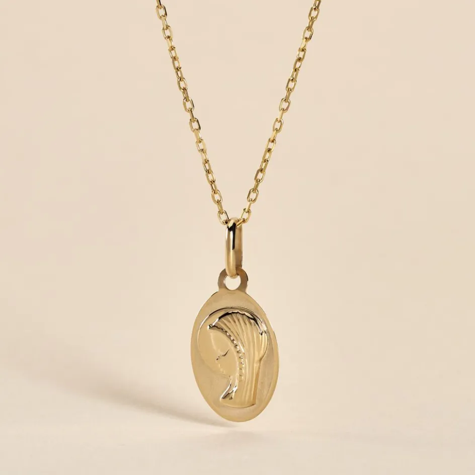 Outlet Histoire d'Or Pendentif Vierge Ovale Or Jaune
