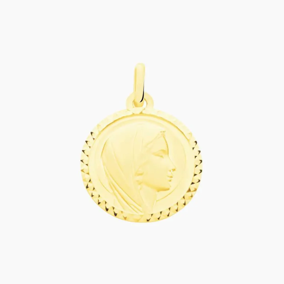 Outlet Histoire d'Or Pendentif Vierge Rond Strie Or Jaune