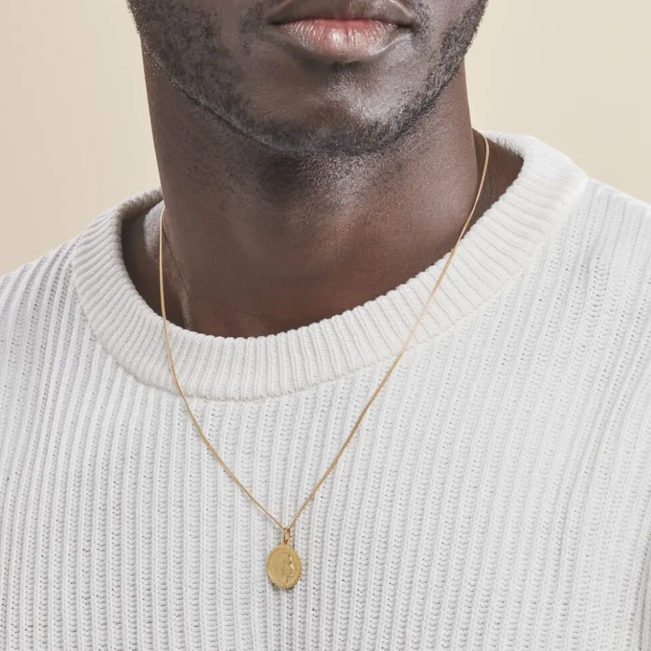 Outlet Histoire d'Or Pendentif Vierge Rond Strie Or Jaune