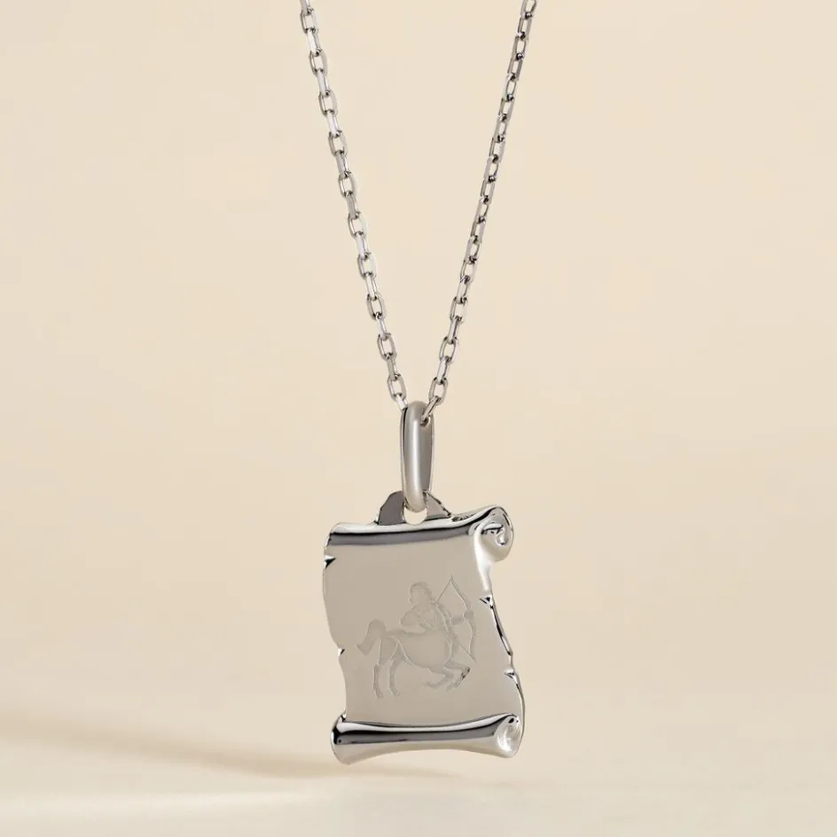 Outlet Histoire d'Or Pendentif Zodiaque Parchemin Argent Blanc