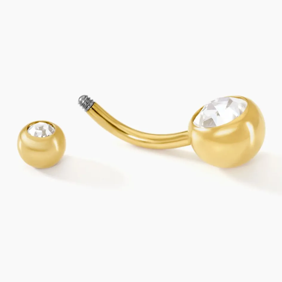 Sale Histoire d'Or Piercing De Nombril Santuzza Acier Doré Verre acier doré verre blanc