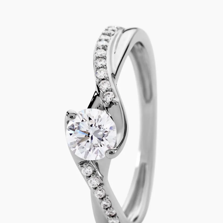 Discount Histoire d'Or Solitaire Accompagné Laetitianne Or Blanc Diamant Synthétique