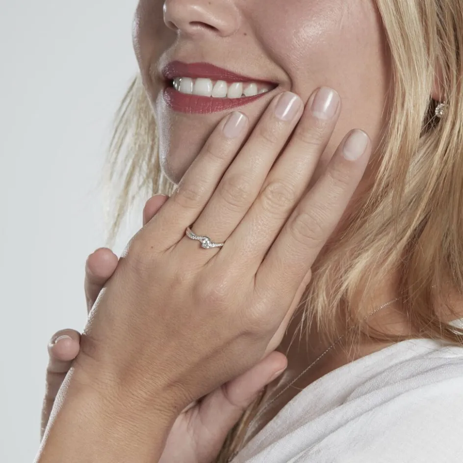 Discount Histoire d'Or Solitaire Accompagné Laetitianne Or Blanc Diamant Synthétique